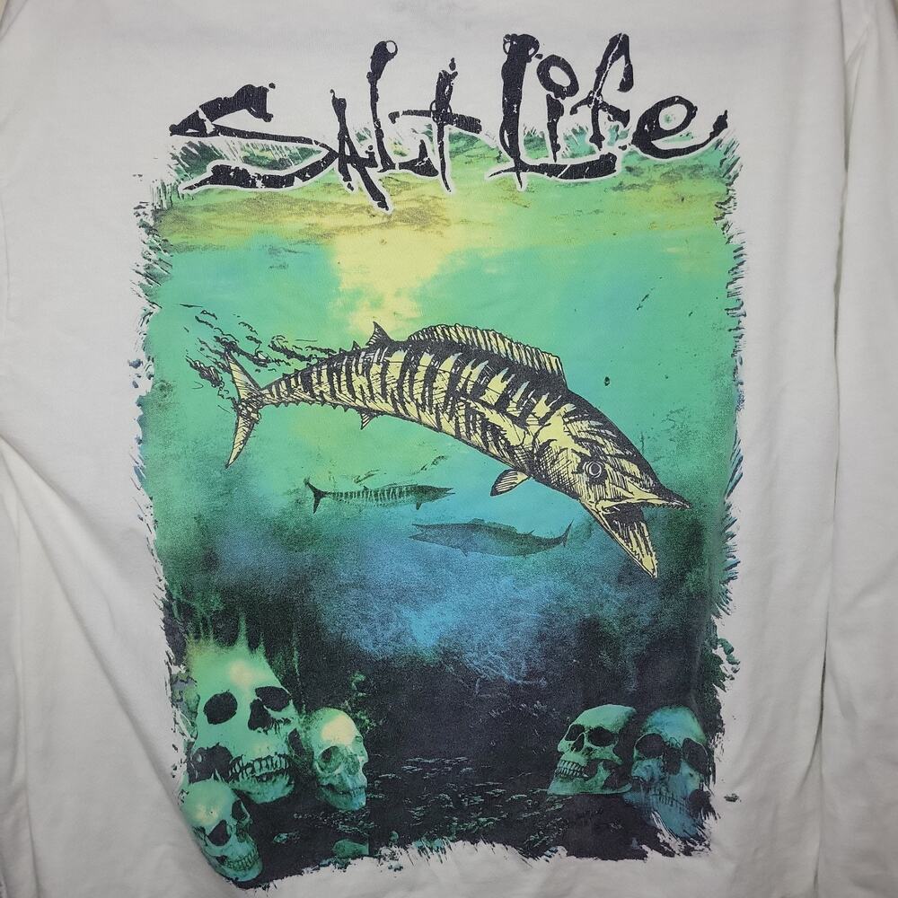 Salt Life Men's M Long Sleeve Tee Shirt Barracuda Graphic Logo Coastal Fishing